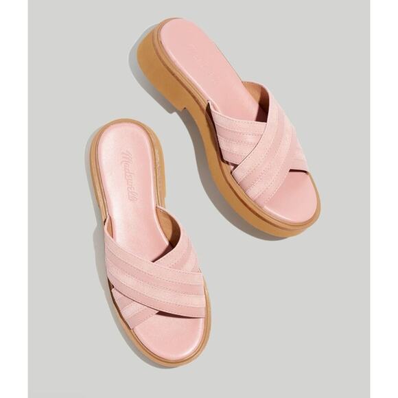 Madewell Shoes - NIB Madewell Pieced Crisscross Slides in Suede Sandals Pink Size 9 Girlcore